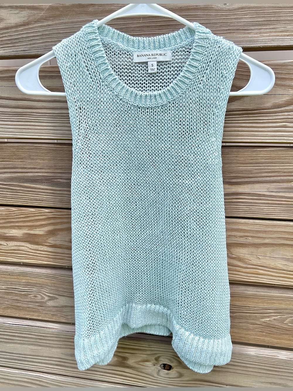 Banana Republic Women’s Linen Turquoise Crew Neck Sleeveless Sweater Top Size S